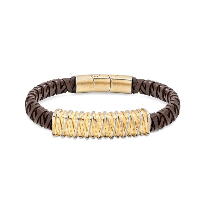 Police Barbedwire Bracelet A.Gold / Brown L. para Hombre Police Barbedwire Bracelet A.Gold / Brown L. para Hombre