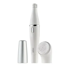 Braun FaceSpa Face 810 Depiladora Facial con 10 Pinzas para Mejillas, Mentón, Frente, Color Blanco, a Batería AA, Lavable