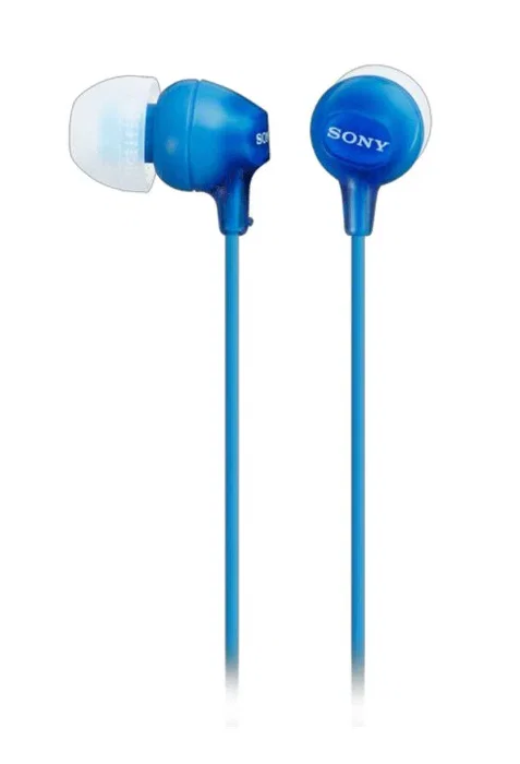 Sony Auriculares Intraurales Alámbricos MDR-EX15LP Azul para Música, Conector Jack 3.5mm, Cable de 1.2m, Frecuencia 8-22000 Hz