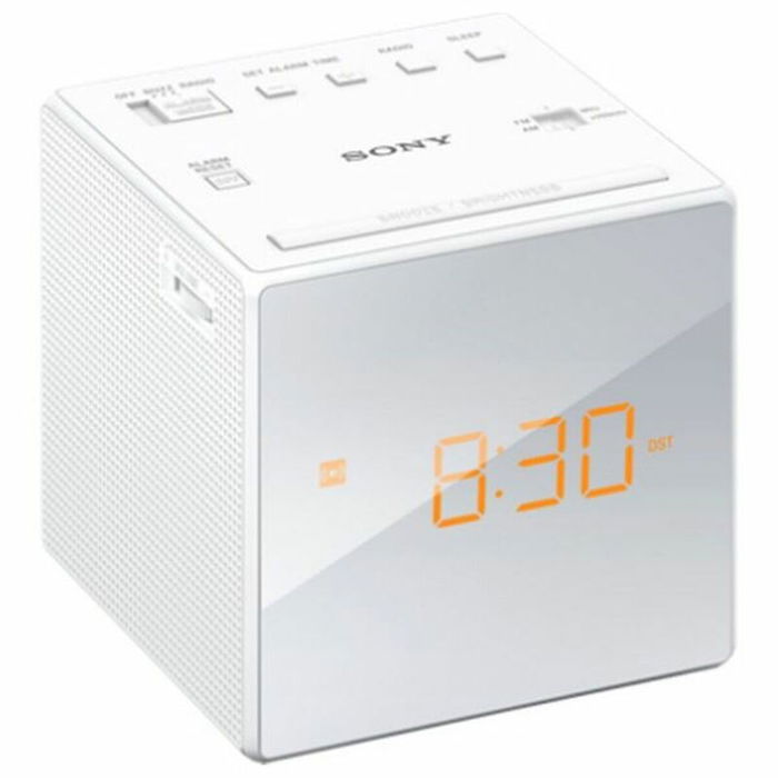 Sony Radiodespertador ICF-C1W Blanco AM/FM con Alarma Gradual y Batería de Reserva