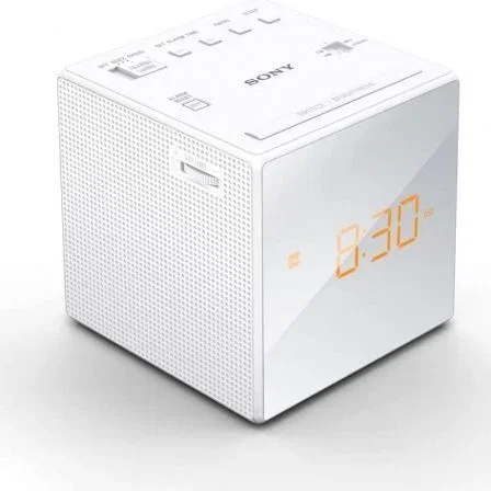 Sony Radiodespertador ICF-C1W Blanco AM/FM con Alarma Gradual, Ajuste Automático de Hora, Batería de Reserva y Control de Brillo