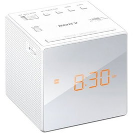 Sony Radiodespertador ICF-C1W Blanco AM/FM con Alarma Gradual y Batería de Reserva