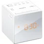 Sony Radiodespertador ICF-C1W Blanco AM/FM con Alarma Gradual, Ajuste Automático de Hora, Batería de Reserva y Control de Brillo