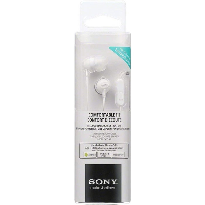 Sony MDR-EX15AP Auriculares Intrauditivos con Micrófono, Blanco
