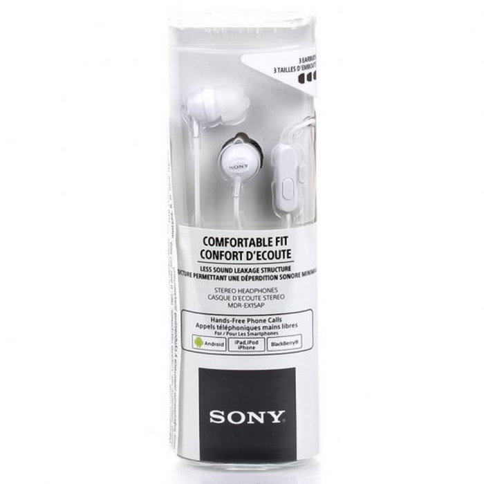 Sony MDR-EX15AP Auriculares Intrauditivos con Micrófono, Blanco