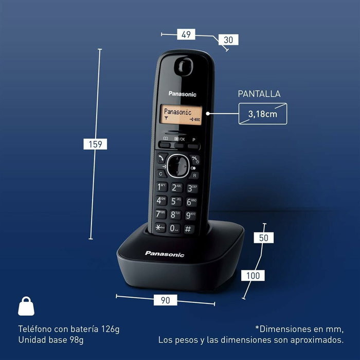 Panasonic KX-TG1611 Teléfono Inalámbrico DECT Negro