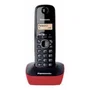 Panasonic KX-TG1611 Teléfono Inalámbrico DECT con Identificador de Llamadas, Agenda 50 Contactos, Pantalla LCD, Montaje en Pared - Negro y Rojo