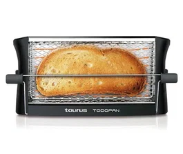 Taurus Todopan Tostadora Abierta para Todo Tipo de Pan 700W Negro y Acero Inoxidable con Varillas de Soporte y Rejilla de Seguridad