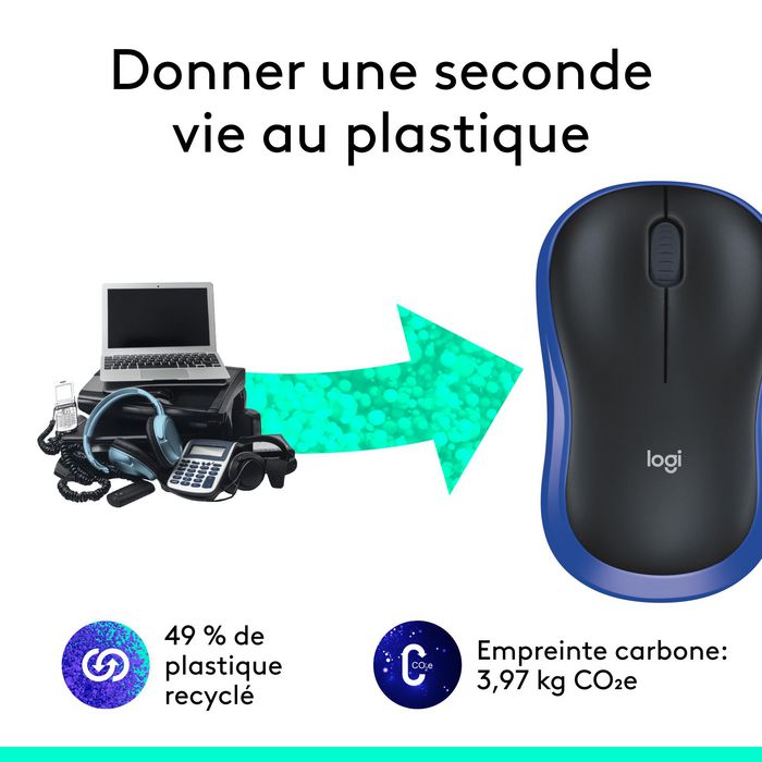 Logitech Ratón Inalámbrico M185 Azul, Fiable Plug-and-Play con 12 Meses de Batería