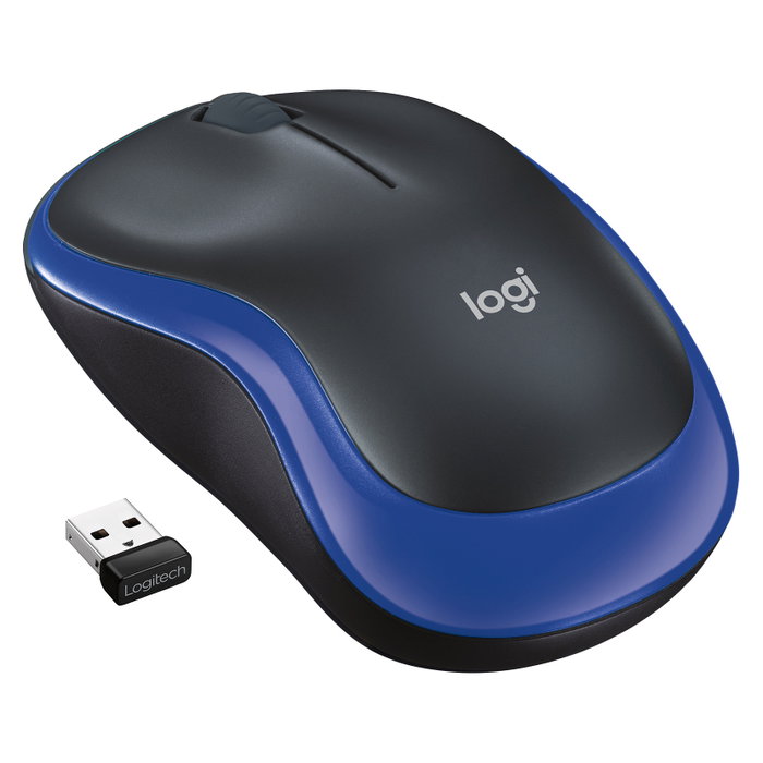 Logitech M185 Ratón Inalámbrico Óptico Negro/Azul