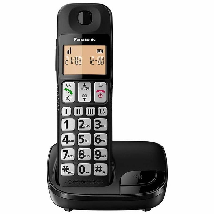 Panasonic KX-TGE310SP Teléfono inalámbrico con teclas grandes, Negro Panasonic KX-TGE310SP Teléfono inalámbrico con teclas grandes, Negro