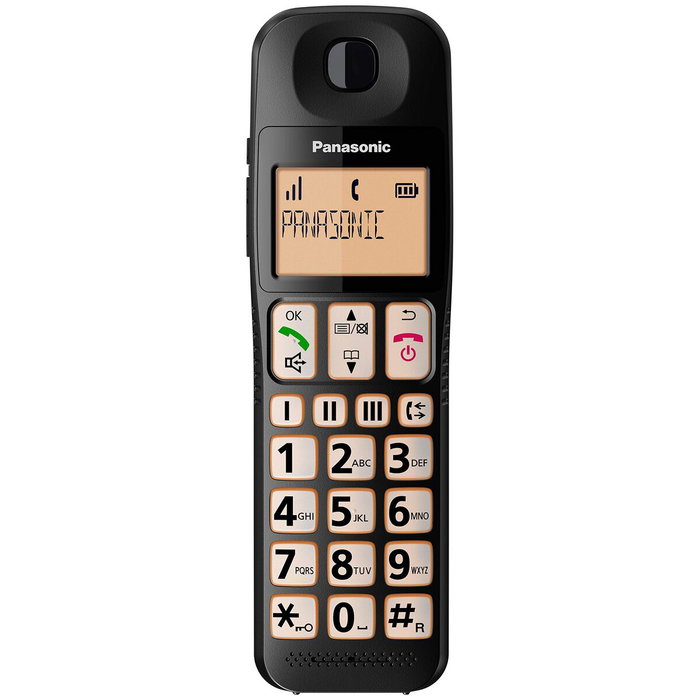 Panasonic KX-TGE310SP Teléfono inalámbrico con teclas grandes, Negro Panasonic KX-TGE310SP Teléfono inalámbrico con teclas grandes, Negro