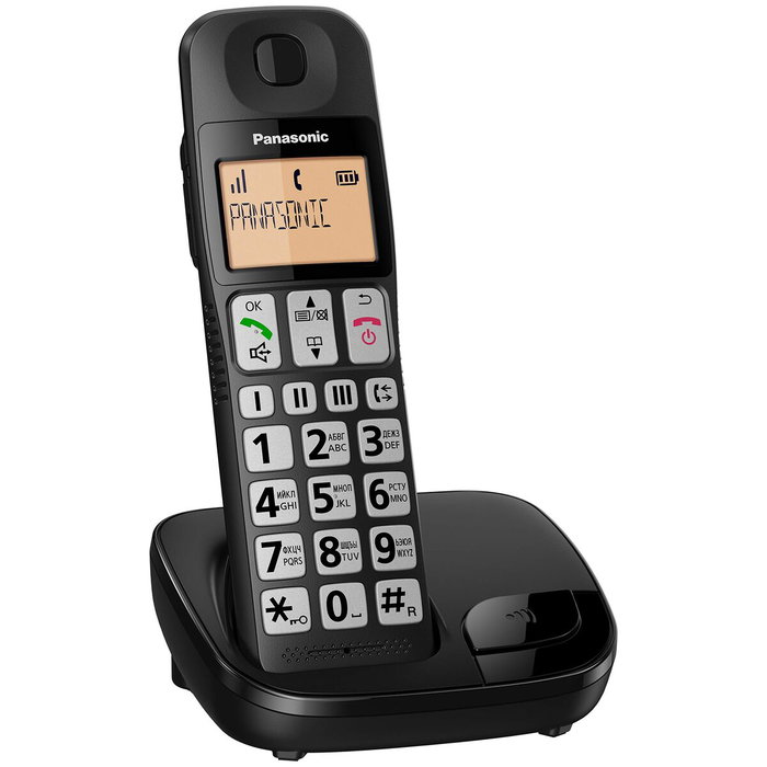 Panasonic KX-TGE310SP Teléfono inalámbrico con teclas grandes, Negro Panasonic KX-TGE310SP Teléfono inalámbrico con teclas grandes, Negro