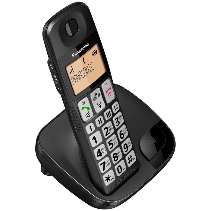 Panasonic KX-TGE310SP Teléfono inalámbrico con teclas grandes, Negro Panasonic KX-TGE310SP Teléfono inalámbrico con teclas grandes, Negro