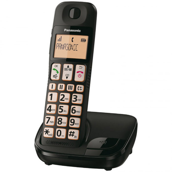 Panasonic KX-TGE310SP Teléfono inalámbrico con teclas grandes, Negro Panasonic KX-TGE310SP Teléfono inalámbrico con teclas grandes, Negro
