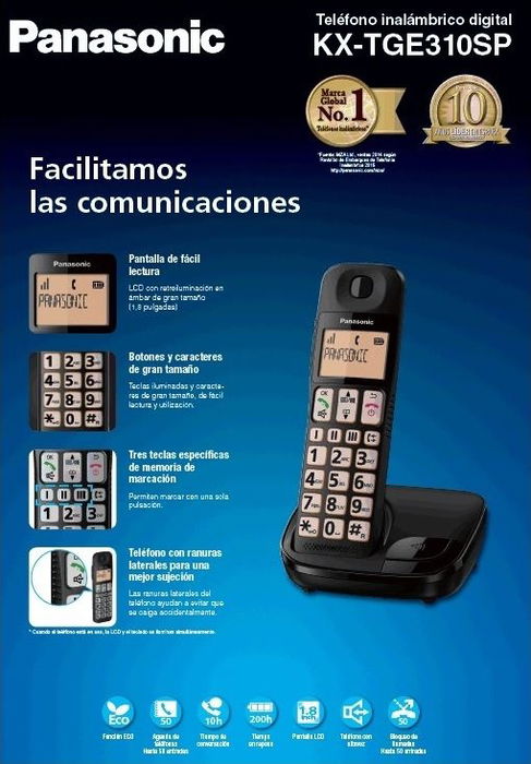 Panasonic - Teléfono Inalámbrico con Teclas Grandes - Ideal para Personas Mayores o con Problemas de Visión