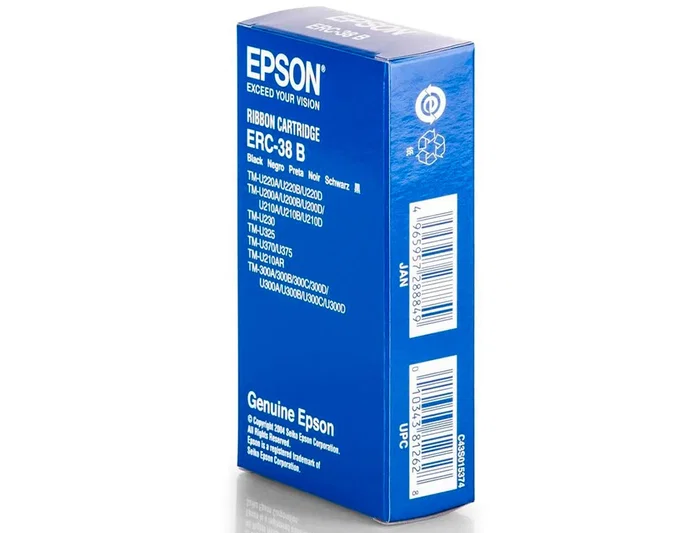 Epson ERC-38B Cinta Registradora Negra compatible con TM-300, U200, U210, U300, TMV-210PD, TM-220, M-188, M-119D Epson ERC-38B Cinta Registradora Negra compatible con TM-300, U200, U210, U300, TMV-210PD, TM-220, M-188, M-119D