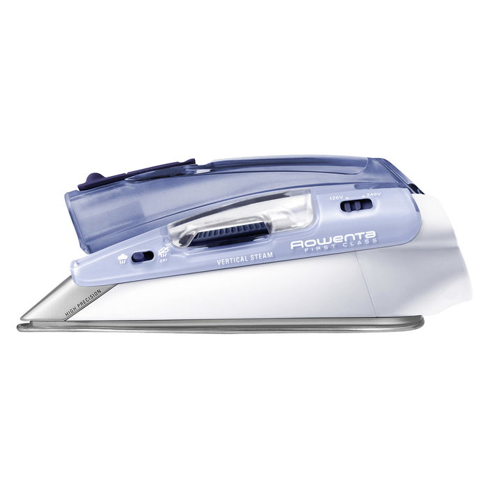 Rowenta DA1510F1 Focus Travel Plancha a Vapor de Viaje, Suela Microsteam 200, 1000W, Vapor 45 g/min, Doble Voltaje 120-240V, Azul/Blanco con Funda