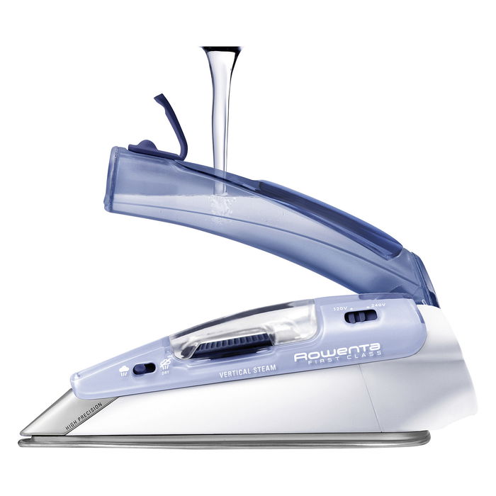 Rowenta DA1510F1 Focus Travel Plancha a Vapor de Viaje, Suela Microsteam 200, 1000W, Vapor 45 g/min, Doble Voltaje 120-240V, Azul/Blanco con Funda