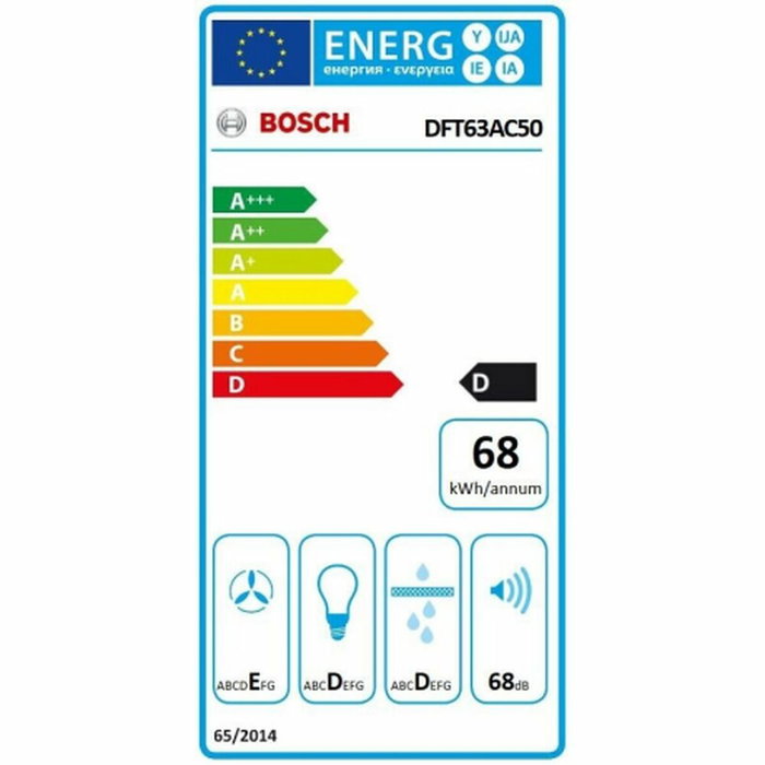 Campana Convencional BOSCH DFT63AC50 60 cm 360 m³/h 68 dB 146W Acero inoxidable