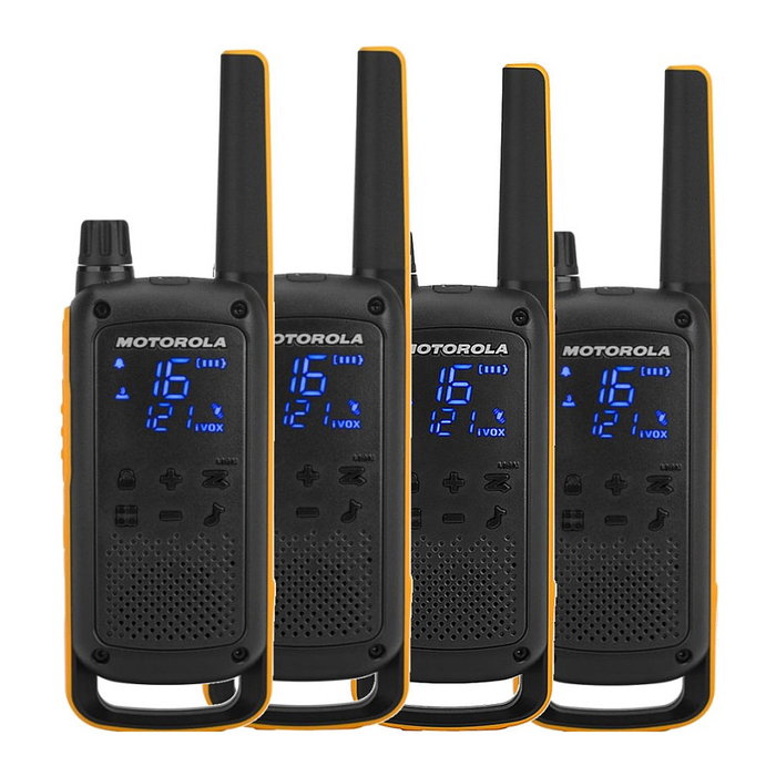 Motorola TALKABOUT T82 Extreme Quad Pack (4 unidades) - Negro/Amarillo