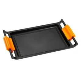 BRA Parrilla Rectangular Efficient A271545 de Aluminio Fundido, 6 mm, Antiadherente Platinum Plus, Apta para Inducción y Horno, 45 x 28 cm