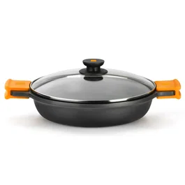 BRA Efficient A270536 Cacerola para Horno 7.1L Ø36cm, Aluminio Fundido Apta para Inducción, Teflon Platinum Plus, Incluye Tapa, Apta Lavavajillas, Negro
