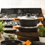 BRA Efficient A270324 Cacerola/Sartén Wok 24 cm Aluminio Fundido, Antiadherente Teflón Platinum Plus, Apta Inducción, Incluye Tapa de Vidrio