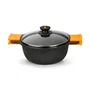BRA Efficient A270324 Cacerola/Sartén Wok 24 cm Aluminio Fundido, Antiadherente Teflón Platinum Plus, Apta Inducción, Incluye Tapa de Vidrio