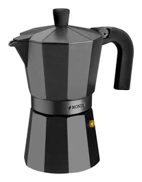 Monix Cafetera Italiana M640012 Vitro-Noir de Aluminio con Antidadherente, 12 Tazas, Color Negro