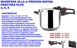 MAGEFESA Olla a presión rápida Practika Plus 3,2 para todo tipo de fuego