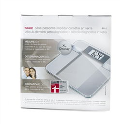 Beurer BG-13 Báscula Digital Diagnóstica con IMC de Vidrio y Análisis Corporal: Peso, Grasa, Agua, Masa Muscular