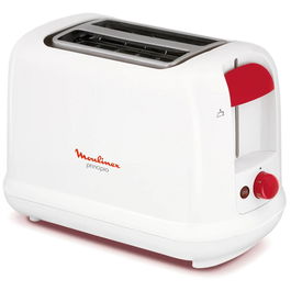 Moulinex Tostadora Principio LT1601 - 2 Ranuras, 7 Niveles de Tostado, Función Descongelar y Calentador, 850 W, Blanca
