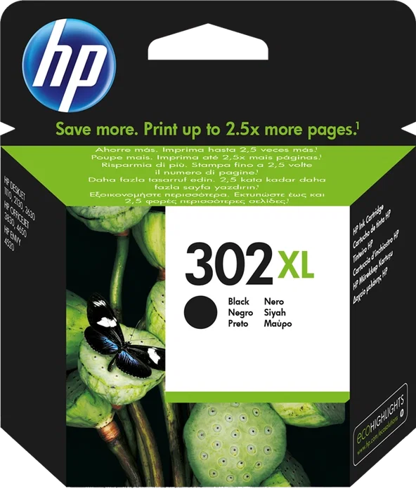 HP 302 XL Negro Cartucho de Tinta F6U68AE 480 páginas HP 302 XL Negro Cartucho de Tinta F6U68AE 480 páginas
