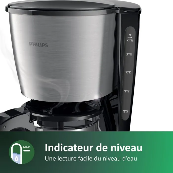 Philips Cafetera de filtro Daily HD7462/20 Negro y acero inoxidable