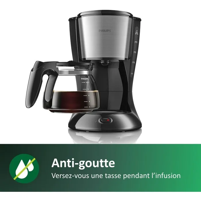 Philips Cafetera de filtro Daily HD7462/20 Negro y acero inoxidable