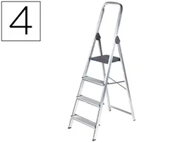Q-connect Escalera de Aluminio 4 Peldaños Carga Máxima 150 kg EN-131 GS 860x462x1470 mm