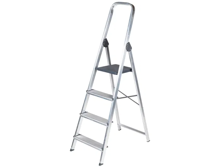 Q-connect Escalera de Aluminio 4 Peldaños Carga Máxima 150 kg EN-131 GS 860x462x1470 mm