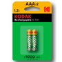 Kodak Blister 2 pilas recargables AAA Ni-MH 1000 mAh
