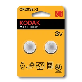 Kodak CR2032 Batería Litio de un solo uso, 3V 210mAh, pack de 2 unidades