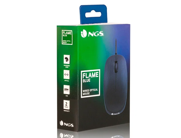NGS Flame Ratón Óptico 1000 DPI Azul USB