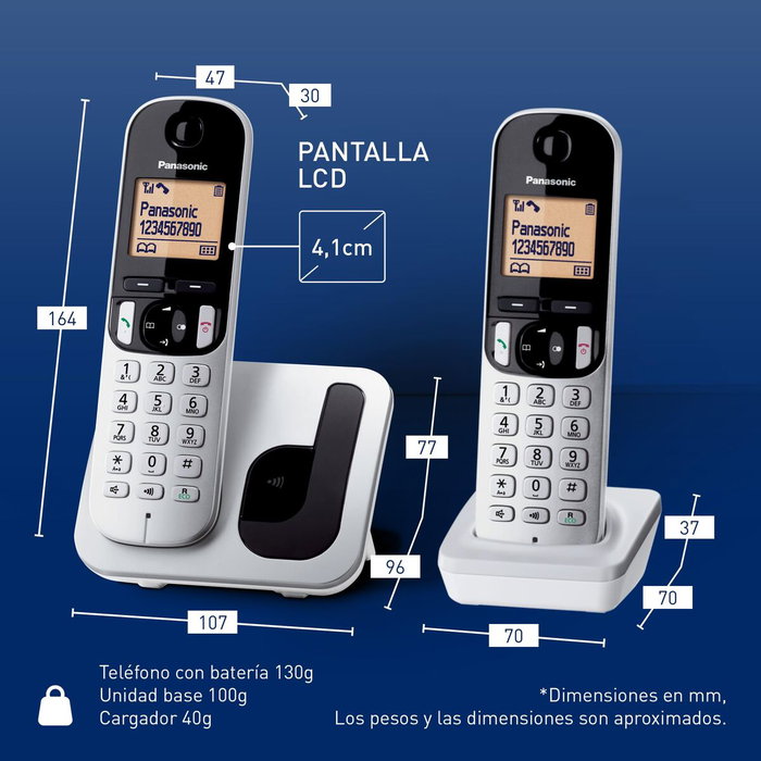 Teléfono Inalámbrico Panasonic KX-TGC212 Ambar Plateado Metalizado