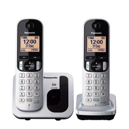 Panasonic KX-TGC212 Teléfono Inalámbrico DECT Pack Duo con Identificador de Llamadas y Agenda para 50 Contactos - Color Plata Metálico