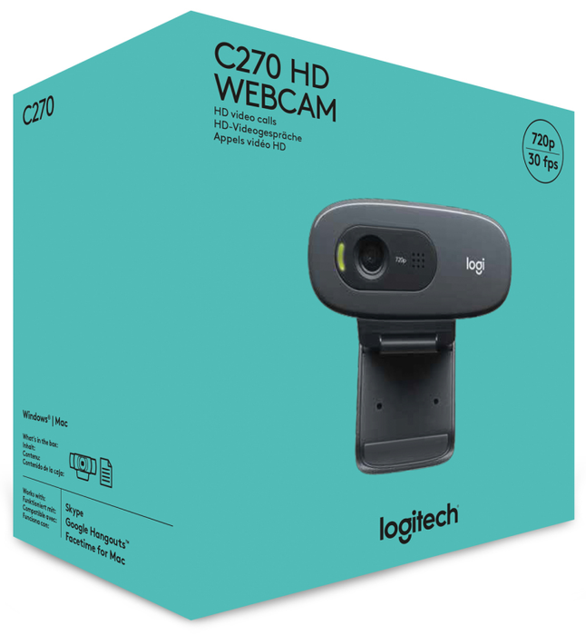 Logitech C270 HD Webcam Negro