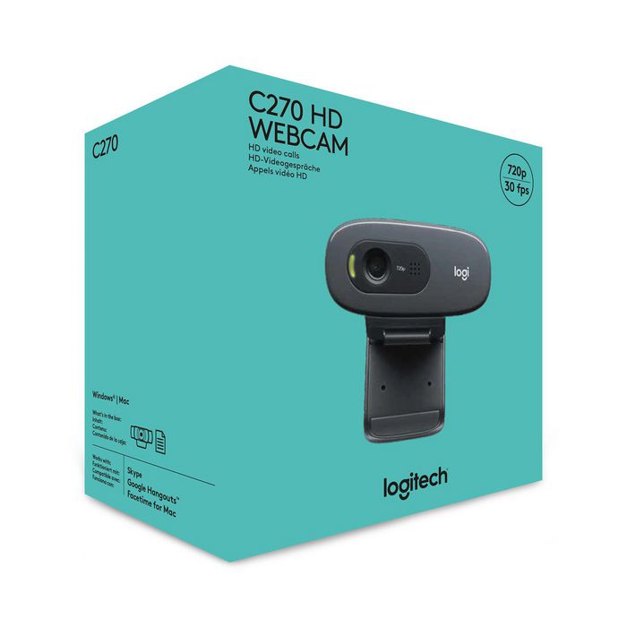 Logitech C270 Webcam HD 720p con Micrófono Integrado y Ajuste de Luz para Videollamadas Claras