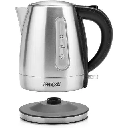 Princess Hervidor de Agua 236023 - 2200W, 1L de Capacidad, Acero Inoxidable, Apagado Automático y Protección contra Ebullición en Seco
