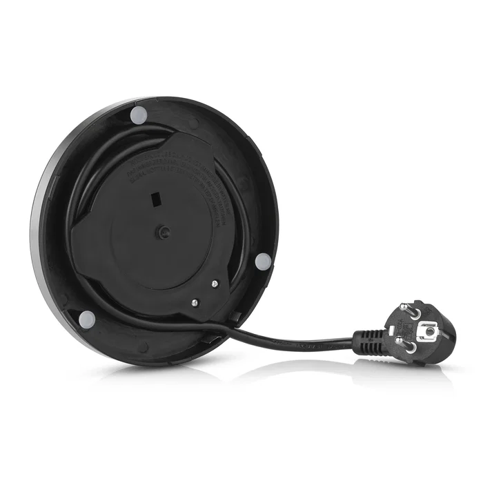 Princess 236023 Hervidor Eléctrico Tetera de Acero Inoxidable 1 Litro 2200W - Negro, Base 360°, Apagado Automático y Protección Contra Ebullición en Seco