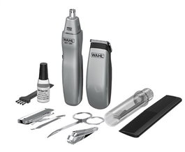 Wahl Travel Kit Recortador de Barba y Vello Nasal con 12 Accesorios Gris