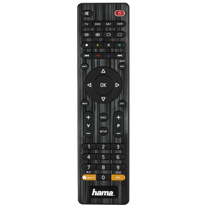 Hama 00012306 Mando a Distancia Universal 4 en 1 Preprogramado para 1000+ Dispositivos (TV, DVD, Blu-ray, STB) con Teclas a Color y Botones Smart TV, Alcance 10m