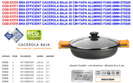 Bra Cacerola Efficient 20 cm con Tapa de Vidrio